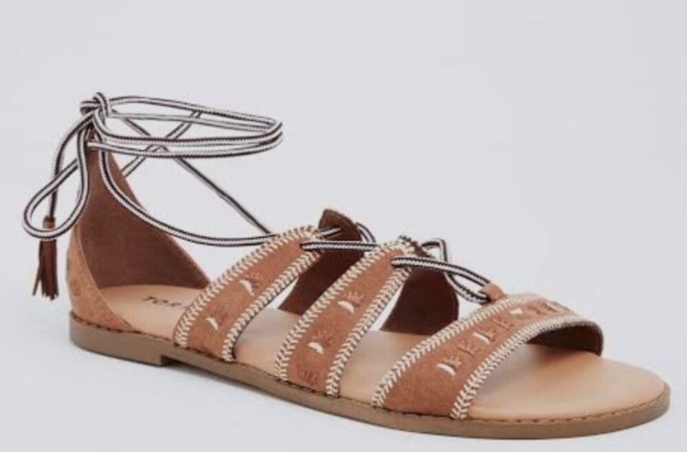 Torrid Brown Emberoidered Lace Up Gladiator Sandals Size 10W